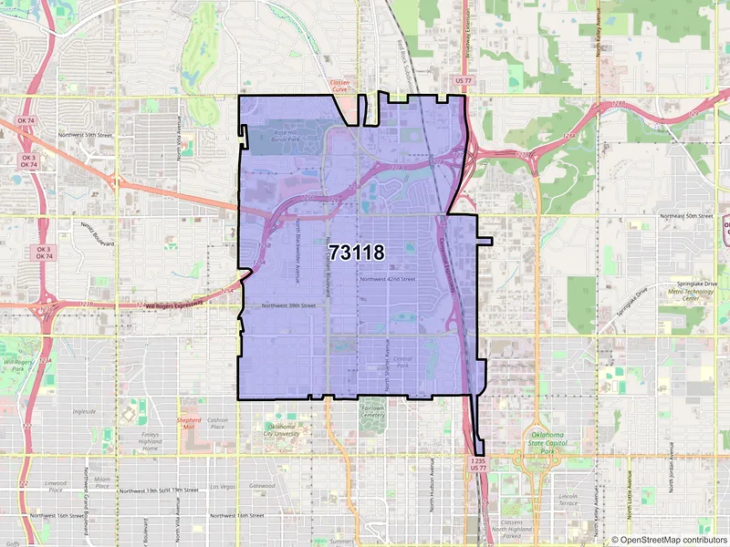 Map of ZIP Code 73118 — Oklahoma City, OK