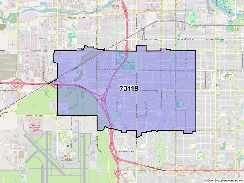 Map of ZIP Code 73119 — Oklahoma City, OK