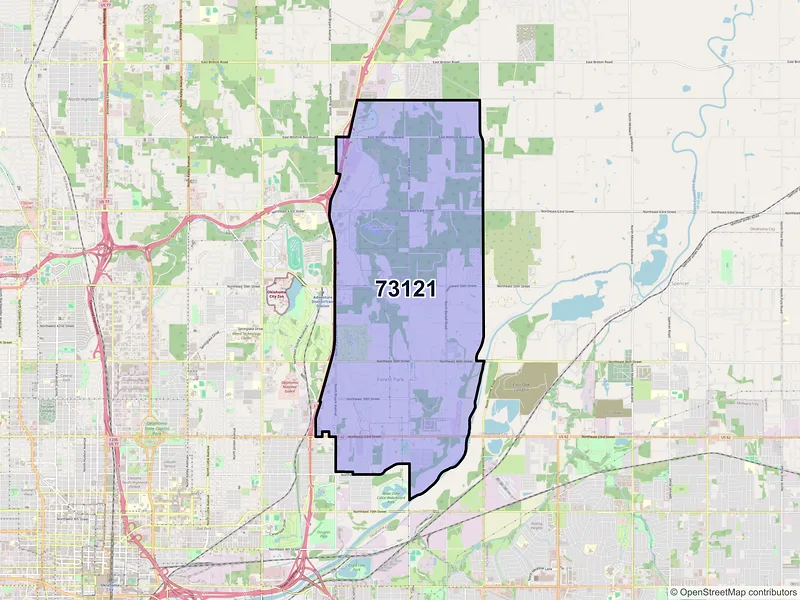 Map of ZIP Code 73121 — Oklahoma City, OK