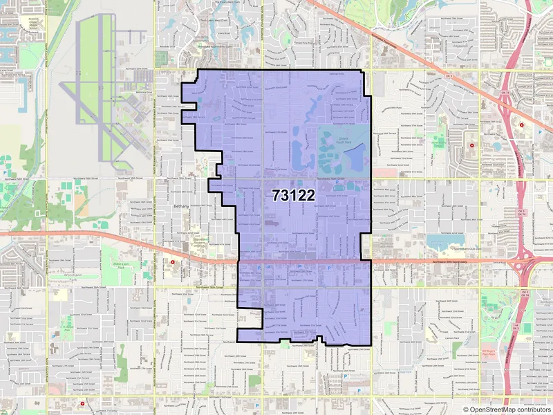 Map of ZIP Code 73122 — Oklahoma City, OK