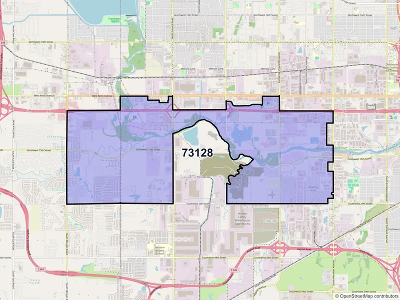 Map of ZIP Code 73128 — Oklahoma City, OK