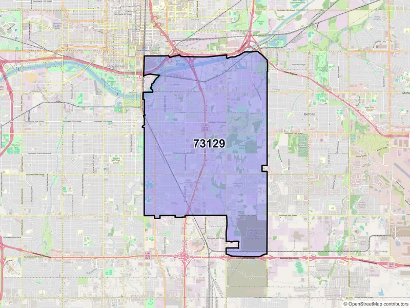 Map of ZIP Code 73129 — Oklahoma City, OK