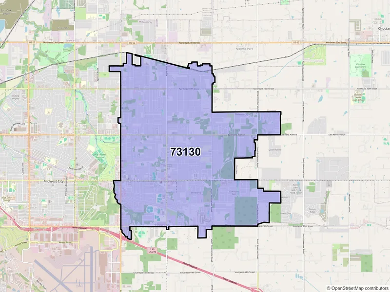 Map of ZIP Code 73130 — Oklahoma City, OK