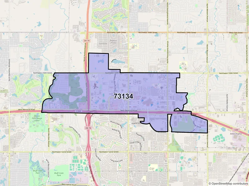 Map of ZIP Code 73134 — Oklahoma City, OK