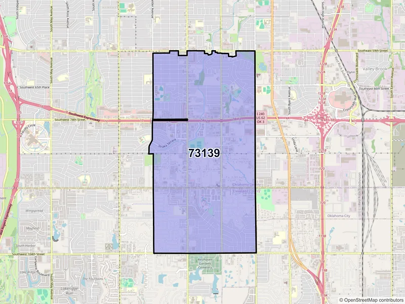Map of ZIP Code 73139 — Oklahoma City, OK