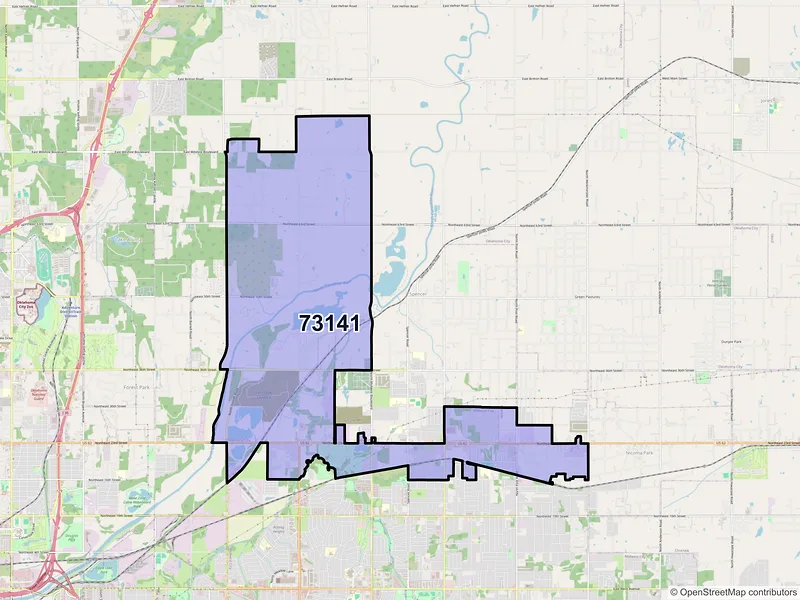 Map of ZIP Code 73141 — Oklahoma City, OK