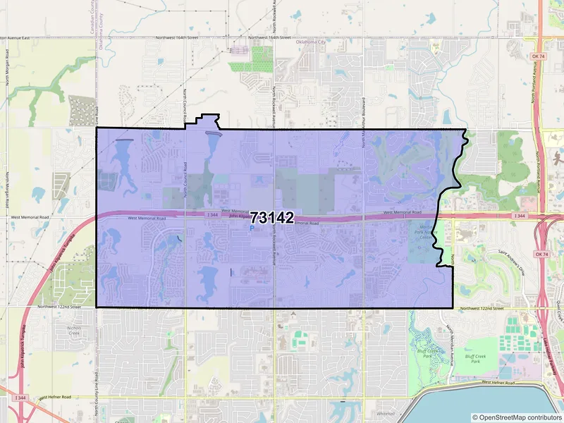 Map of ZIP Code 73142 — Oklahoma City, OK