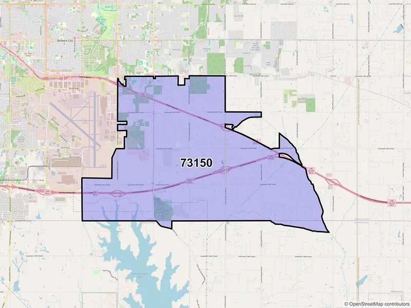 Map of ZIP Code 73150 — Oklahoma City, OK