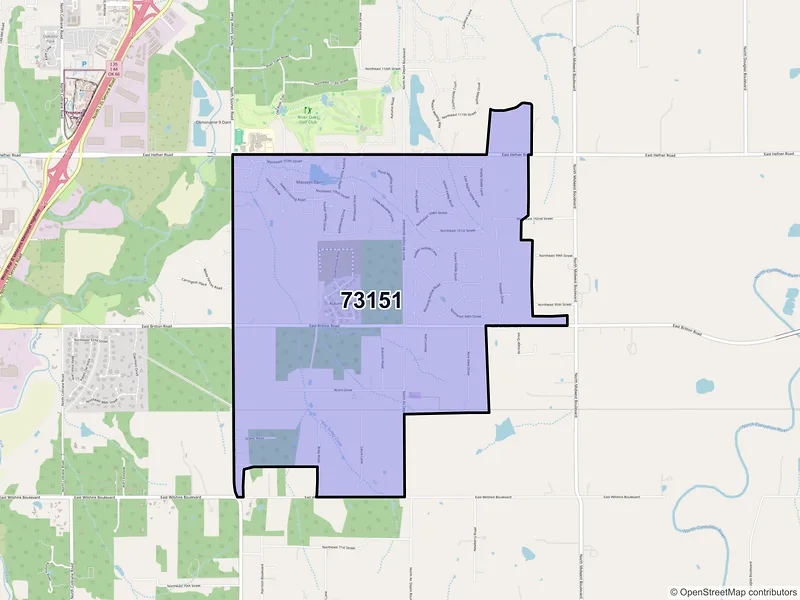 Map of ZIP Code 73151 — Oklahoma City, OK
