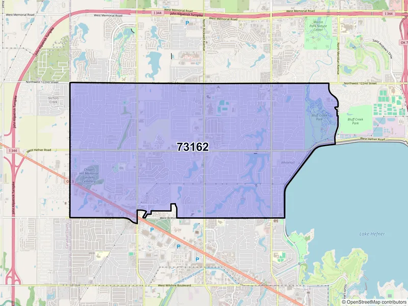 Map of ZIP Code 73162 — Oklahoma City, OK