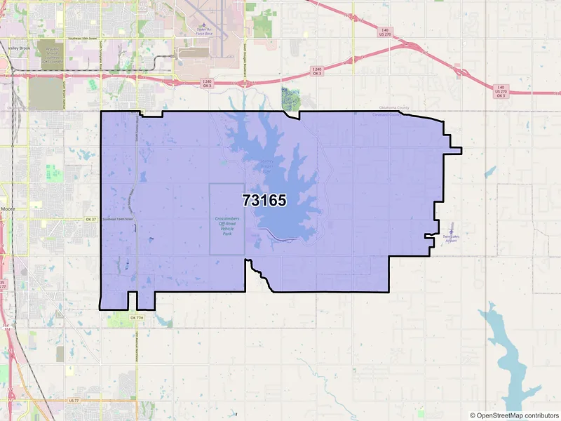 Map of ZIP Code 73165 — Oklahoma City, OK