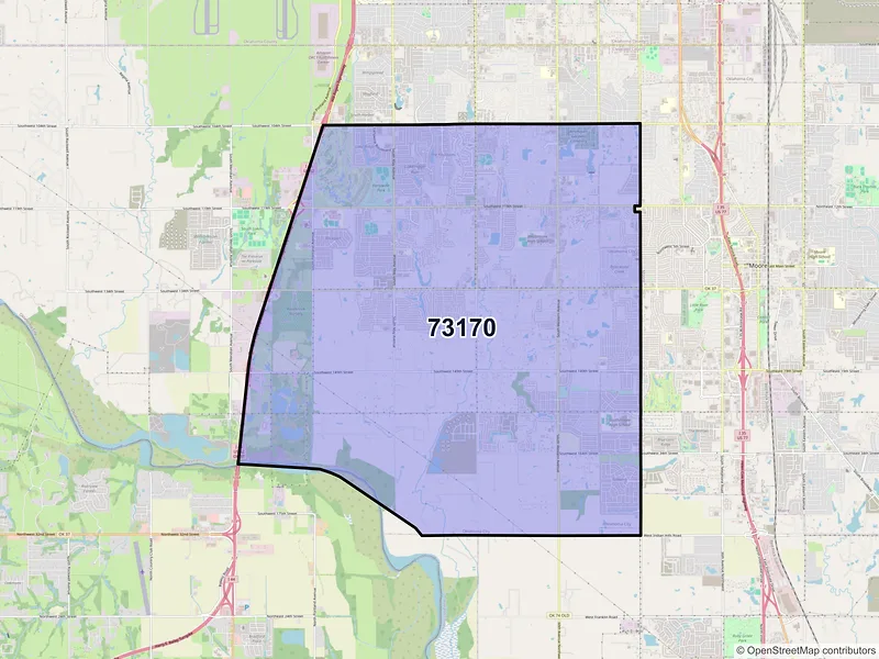 Map of ZIP Code 73170 — Oklahoma City, OK