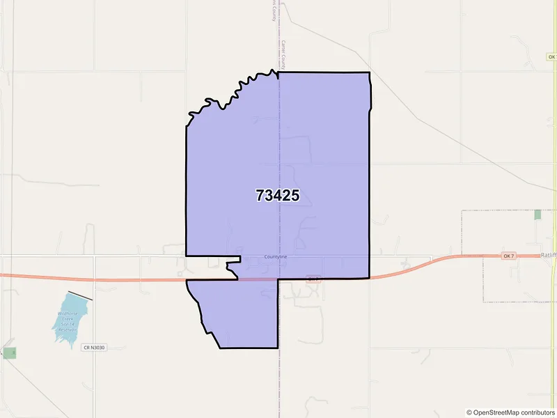 Map of Countyline, Oklahoma and ZIP codes