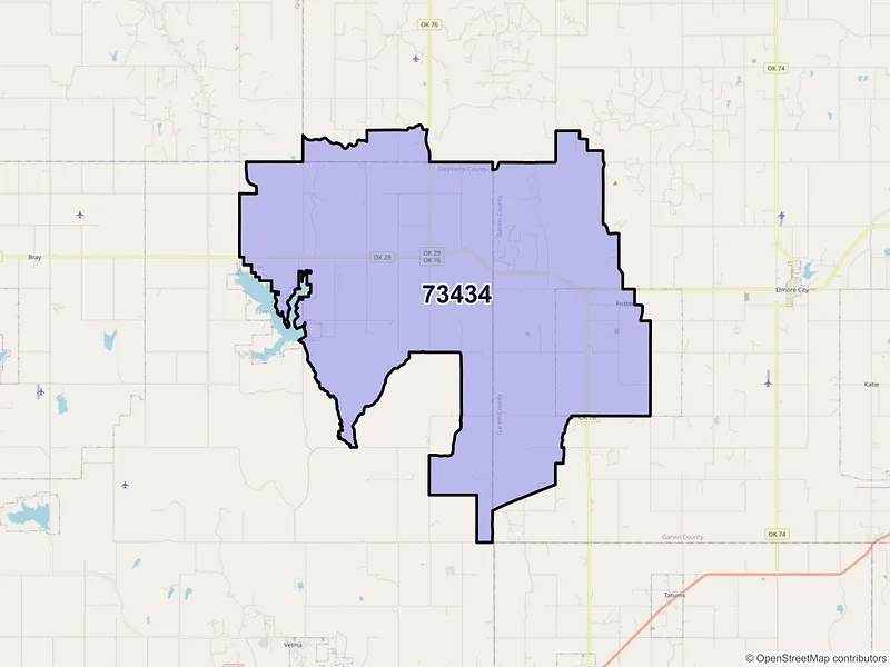 Map of ZIP Code 73434 — Foster, OK