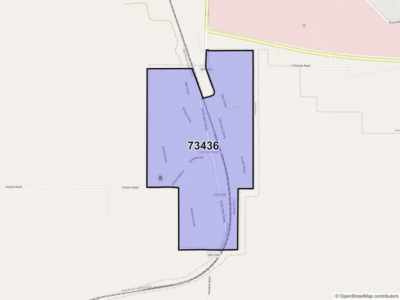 Map of Gene Autry, Oklahoma and ZIP codes