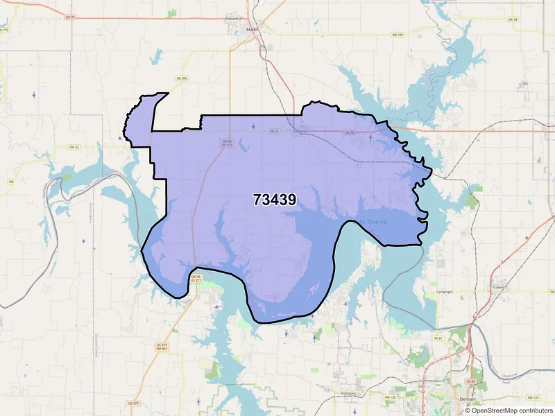 Map of ZIP Code 73439 — Kingston, OK