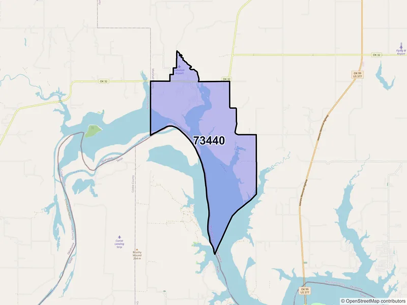 Map of Lebanon, Oklahoma and ZIP codes