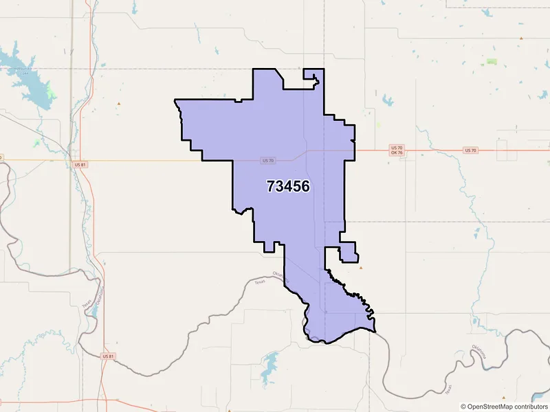 Map of Ringling, Oklahoma and ZIP codes