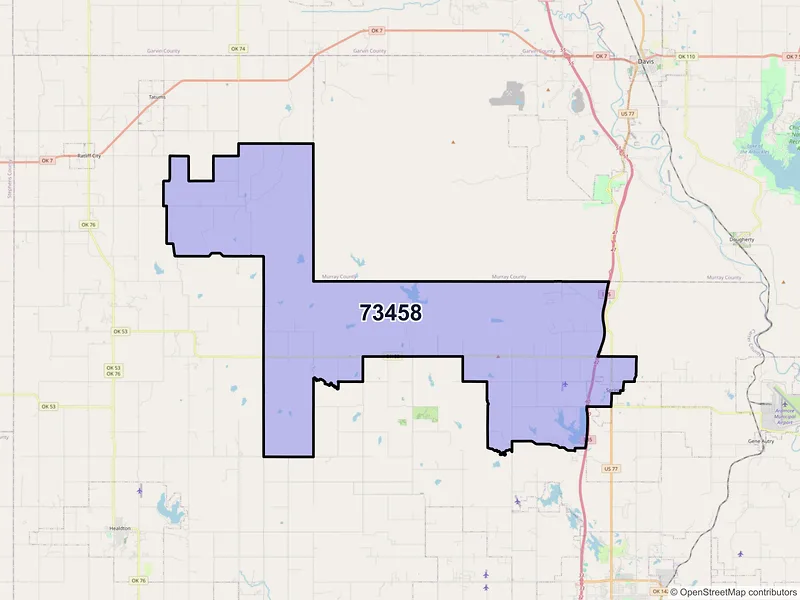 Map of ZIP Code 73458 — Springer, OK