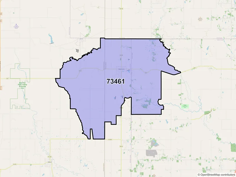 Map of ZIP Code 73461 — Wapanucka, OK