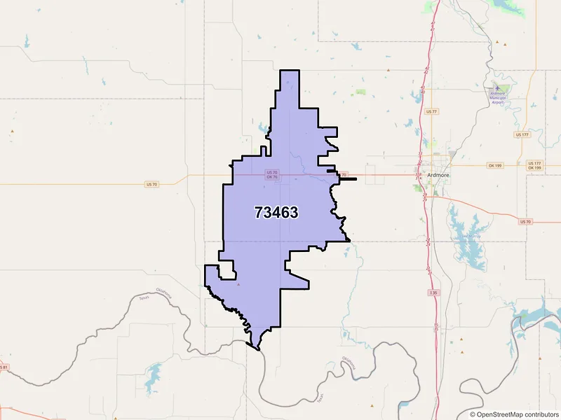 Map of ZIP Code 73463 — Wilson, OK