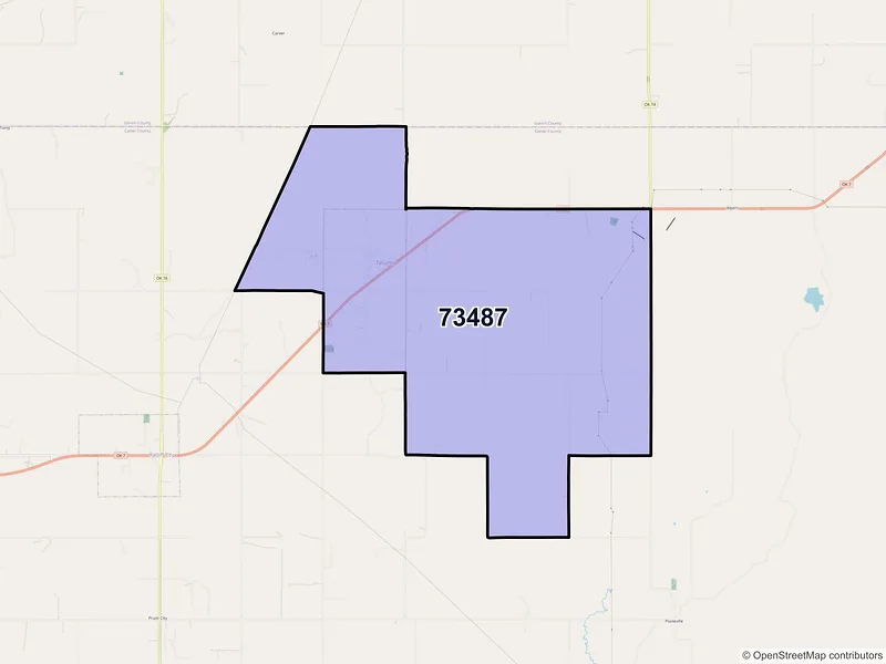 Map of Tatums, Oklahoma and ZIP codes