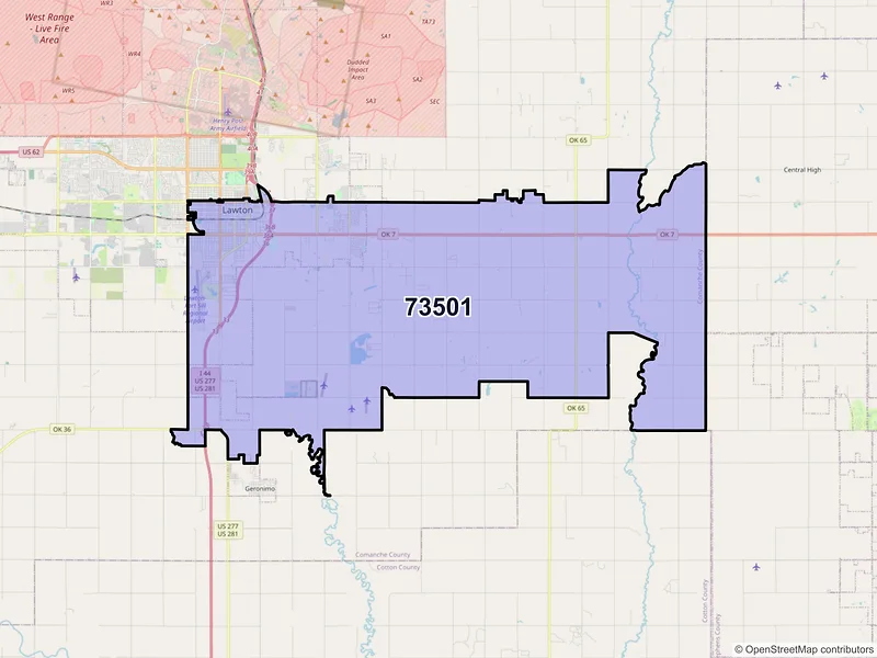 Map of ZIP Code 73501 — Lawton, OK