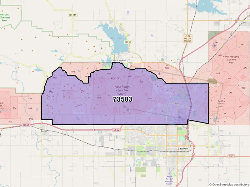 Map of ZIP Code 73503 — Fort Sill, OK
