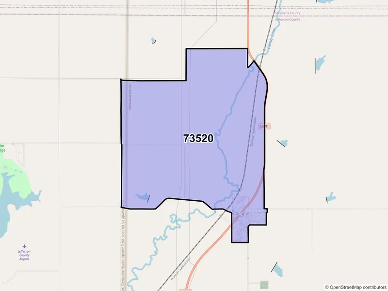 Map of Addington, Oklahoma and ZIP codes