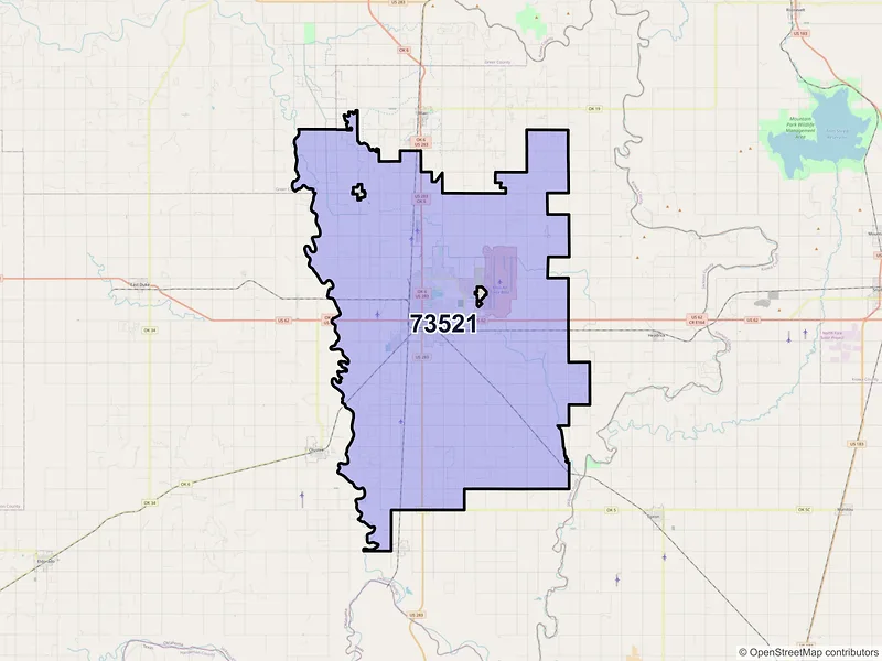 Map of ZIP Code 73521 — Altus, OK