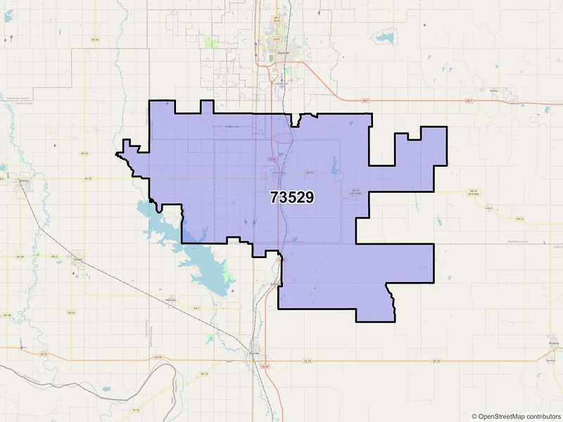 Map of ZIP Code 73529 — Comanche, OK