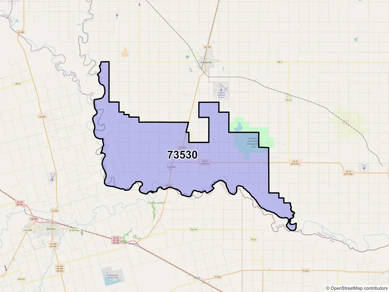 Map of ZIP Code 73530 — Davidson, OK