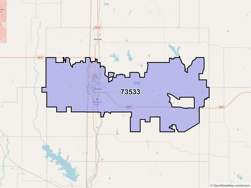 Map of ZIP Code 73533 — Duncan, OK