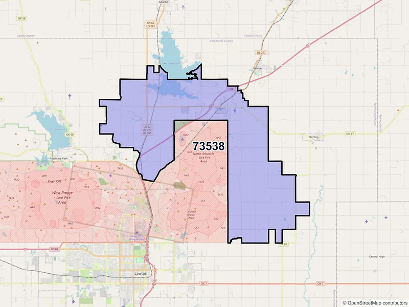 Map of ZIP Code 73538 — Elgin, OK
