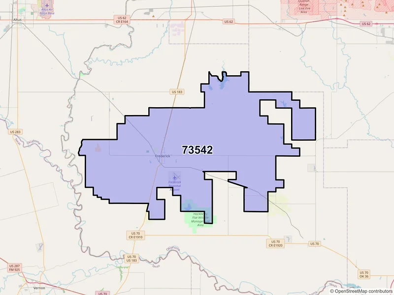 Map of ZIP Code 73542 — Frederick, OK