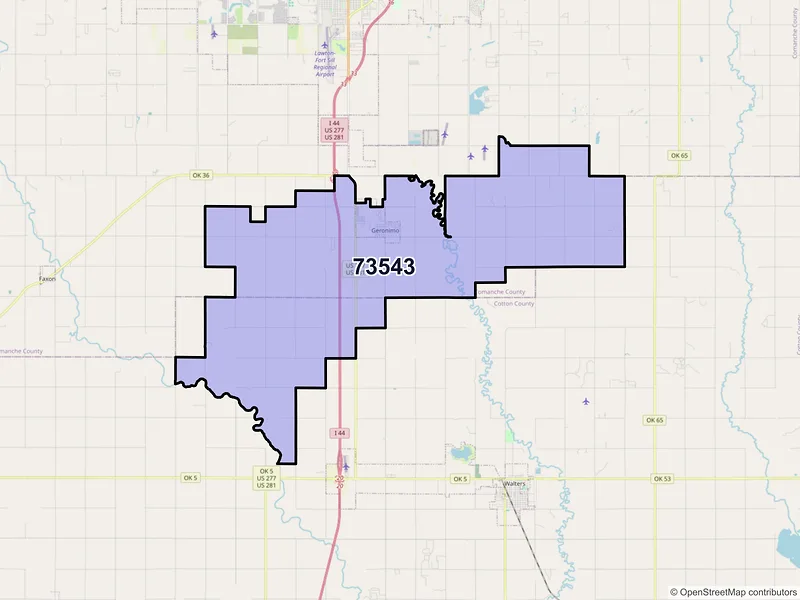Map of ZIP Code 73543 — Geronimo, OK