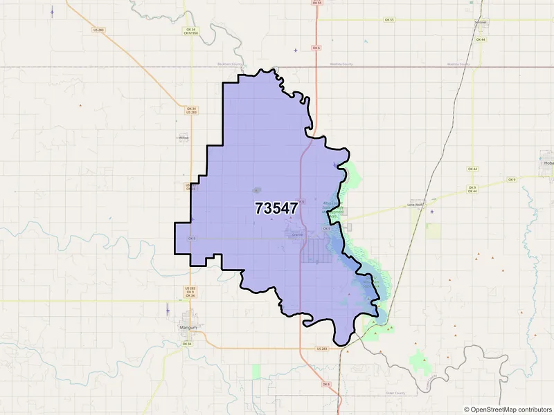 Map of ZIP Code 73547 — Granite, OK