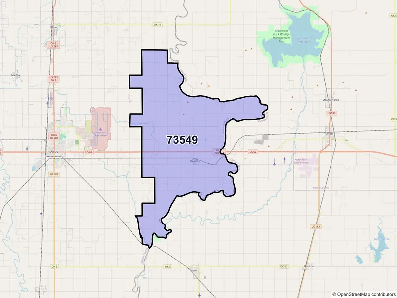 Map of ZIP Code 73549 — Headrick, OK