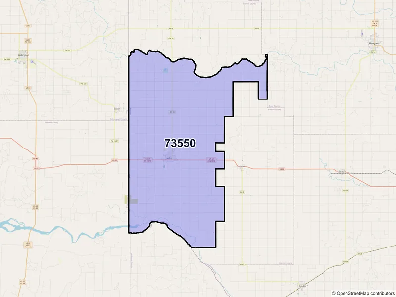 Map of ZIP Code 73550 — Hollis, OK
