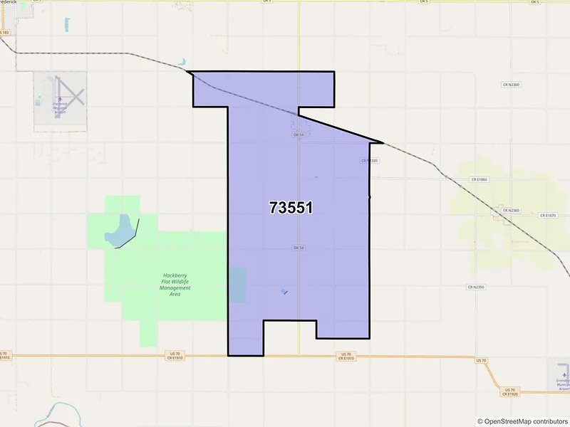 Map of ZIP Code 73551 — Hollister, OK