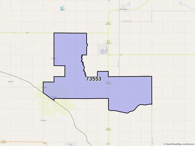 Map of ZIP Code 73553 — Loveland, OK