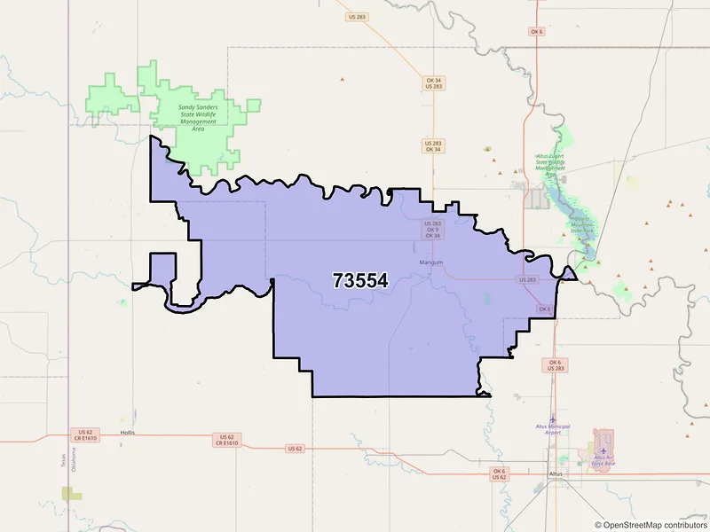 Map of ZIP Code 73554 — Mangum, OK