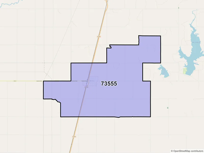 Map of Manitou, Oklahoma and ZIP codes