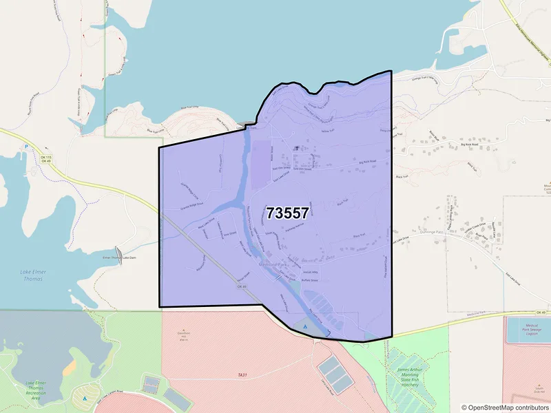 Map of Medicine Park, Oklahoma and ZIP codes