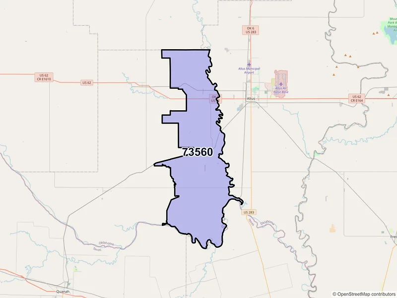 Map of ZIP Code 73560 — Olustee, OK