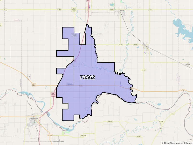 Map of ZIP Code 73562 — Randlett, OK