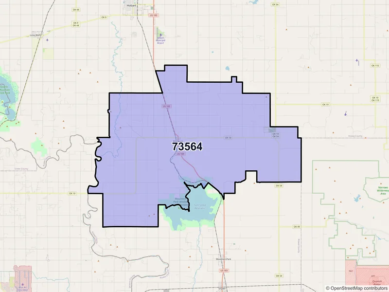 Map of ZIP Code 73564 — Roosevelt, OK