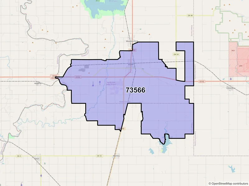 Map of ZIP Code 73566 — Snyder, OK
