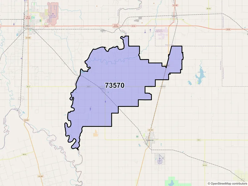 Map of ZIP Code 73570 — Tipton, OK