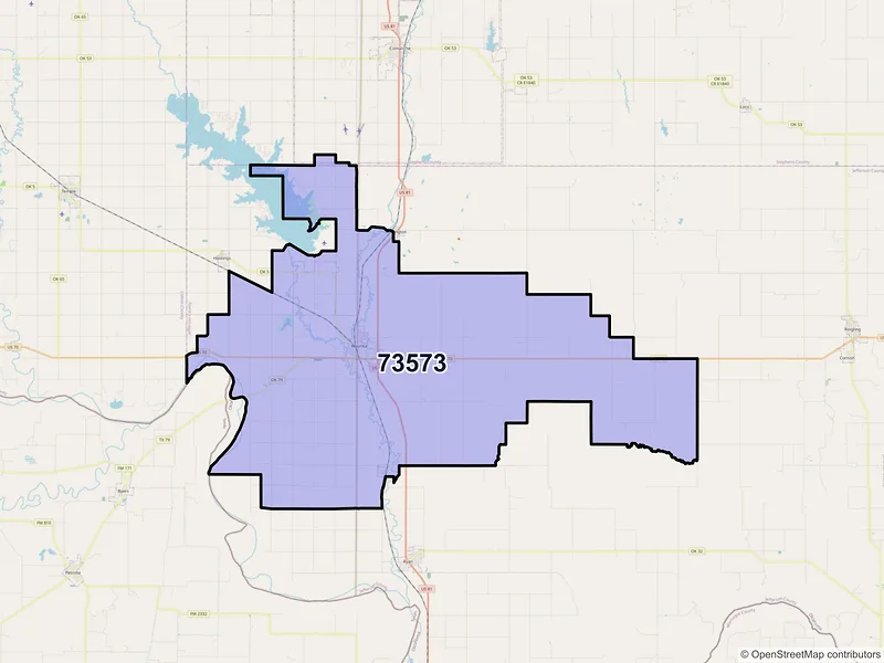 Map of Waurika, Oklahoma and ZIP codes